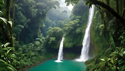 Lush Emerald Green Rainforest With Towering Trees Upscaled