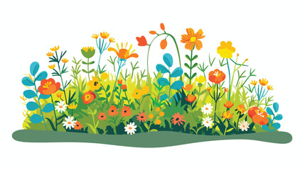 Spring garden flat vector isolated on white background