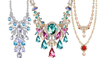 Beautiful luxury necklace set collection. Isolated on white background , generative AI