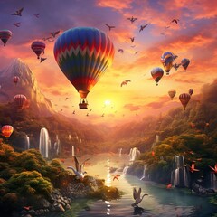 illustration of You embark on a hot air balloon adventure and as you, Generative ai