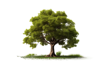 Ethereal Tree: A Vivid Green Dream on a Blank Canvas. On a White or Clear Surface PNG Transparent Background.