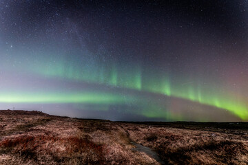 A beautiful northern lights in Reykjavik in Iceland on 2024