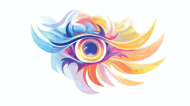 Angels and God eye. Warped space flat vector isolated