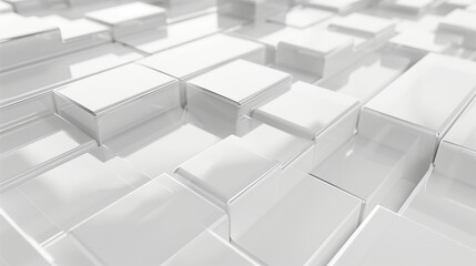 Fototapeta premium white rectangulartiling background, white acrylic material, in the style of opaque resin panels. OC Rendering. AI Generated