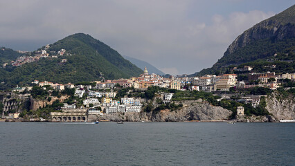 Small Town Vietri Sul Mare in Campania Italy View From Sea Panorama