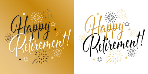 Happy retirement on gold and white background - 769597472
