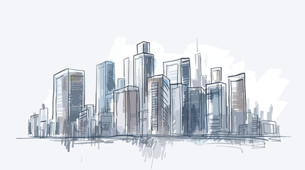 Fototapeta na wymiar Futuristic city architecture buildings sketch flat vector