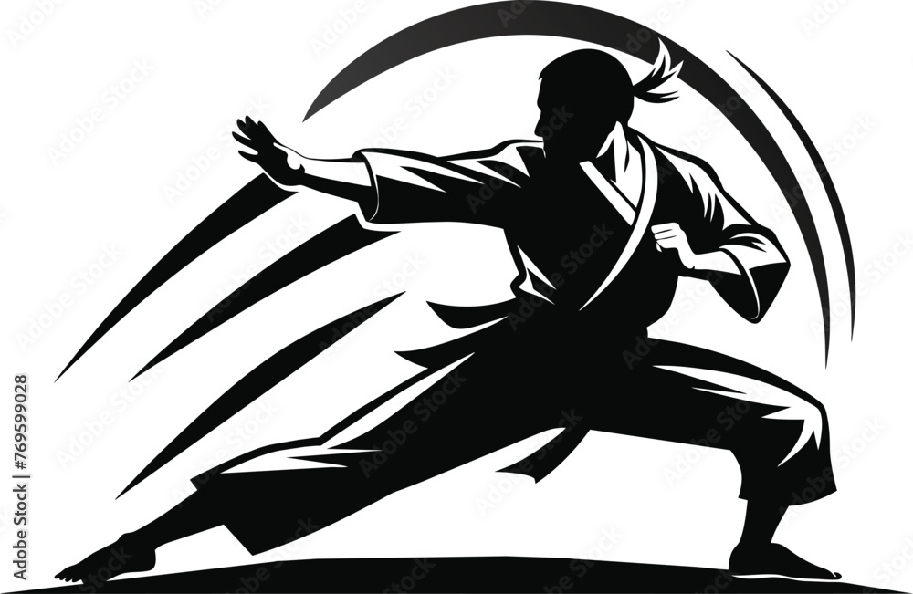 Canvas Prints  aikido athlete silhouette vector illustration 