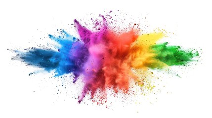 Fototapeta premium Multicolored powder explosion on white background. Paint Abstract design colorful powder clouds white background.
