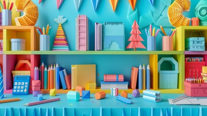 Origami Paper Town: School Supplies Shopping Essence

