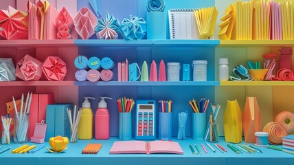 Origami Paper Town: School Supplies Shopping Essence

