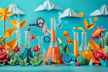 Origami Paper Town: Science Lab Experiments Essence

