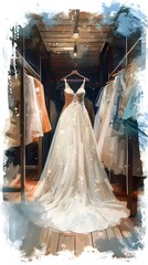 Captivating Bridal Gown Embodying the Essence of Romance and Timeless Elegance in a Serene Boutique Setting