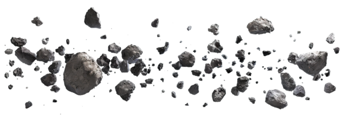Flying asteroids cut out