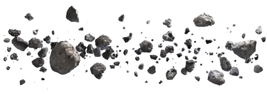 Flying asteroids cut out