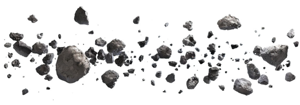 Flying asteroids cut out