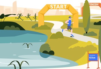 Naklejka premium City marathon illustration in flat design