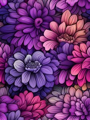 Seamless Texture Featuring Dynamic Floral Designs
