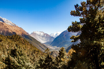 mountains in the snow nepal himalayas mountans © Dmitriy