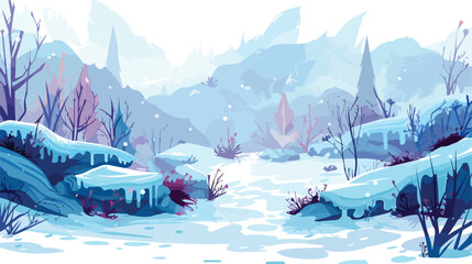 Winter landscape illustration digital art background