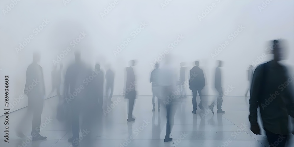 Aufkleber blurred image of a group of engineers working together in a white room symbolizing teamwork and succ