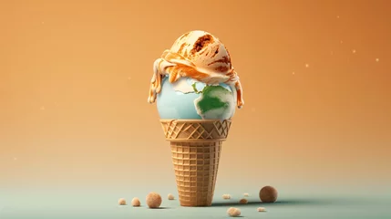 Gordijnen a globe and ice cream cone © Zacon