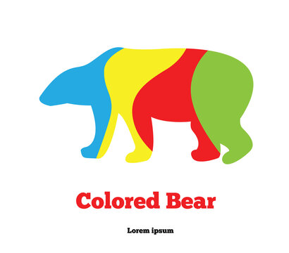 Colored Bear Illustration Isolated on White Copy Space. Animals and wildlife concept vector