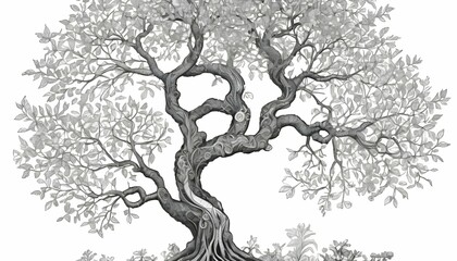 Detailed Black And White Tree With Intricate Branc Upscaled