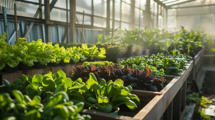 Fototapeta na wymiar Lush Greenhouse Filled With Abundant Plants