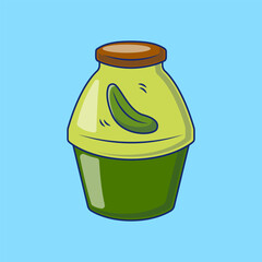 Pickles Juice Bottle Cartoon Vector Icons Illustration. Flat Cartoon Concept. Suitable for any creative project.