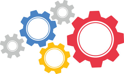 Metal gears and gears vector. Customer support icon. Technical support engineering concept. Gear icon flat design. Mechanism wheel logo. Gear concept template. Arrangement.