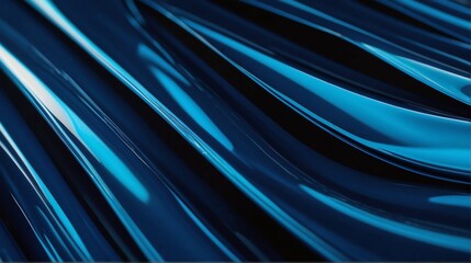 Futuristic blue shiny metallic wavy sheets pattern background abstract concept of motion and movement flow minimalist modern from Generative AI - obrazy, fototapety, plakaty