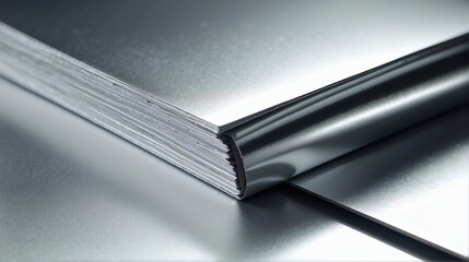 Futuristic white shiny metallic straight sheets pattern background abstract concept of stillness hard minimalist modern technolo from Generative AI