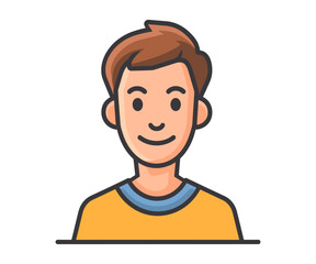 Vector cartoon of a man smiling, cartoon avatar, profile icon. Flat vector illustration.