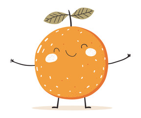 Happy Orange Fruit Character with Winking Eye