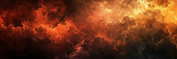 A very colorful and bright orange and black space background with a few stars