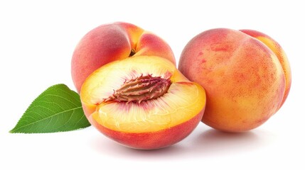Peach . Delicate ripe tasty exotic fruit. Generative ai
