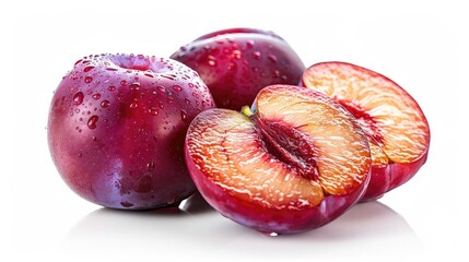 Plum . Delicate ripe tasty exotic fruit. Generative ai