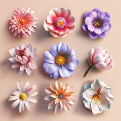A collection of colorful flowers in various shapes and sizes.