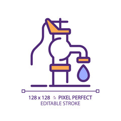 Well pump RGB color icon. Groundwater extraction. Hydraulic pump. Drinking water access. Fresh water. Isolated vector illustration. Simple filled line drawing. Editable stroke. Pixel perfect
