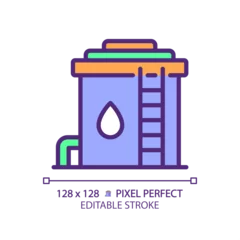 Zelfklevend Fotobehang Water reservoir RGB color icon. Storage tank. Municipal water system. Public utilities. Resource management. Isolated vector illustration. Simple filled line drawing. Editable stroke. Pixel perfect © bsd studio