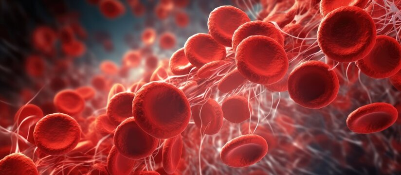 A group of red blood cells, including fragmented schistocytes, can be seen flowing through a vein. The cells move steadily in the bloodstream, carrying oxygen and nutrients throughout the body.