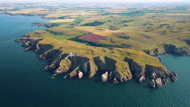 Aerial Majesty: Scotland Landscape, St Abbs Head, Scottish Coastal Landmarks, United Kingdom