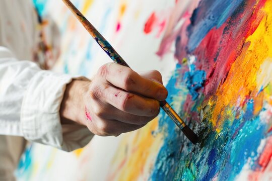 Hand of Artist painting colorful art