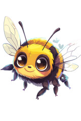Obraz premium Cute bee in cartoon style. Flat illustration on transparent background