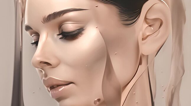 Skin hydration Water drop moisturizer waterproof dermatology acne sebum blackheads healing Cosmetology concept One line drawing animation Motion design Animated technology logo Video