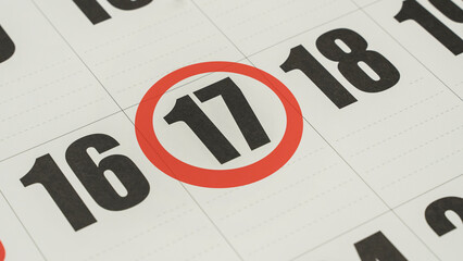 Day 17 of the calendar marked with a red circle.
