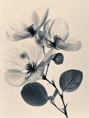Modern abstract botanical floral wall art | Delicate monochrome flowers | Black and white abstract art