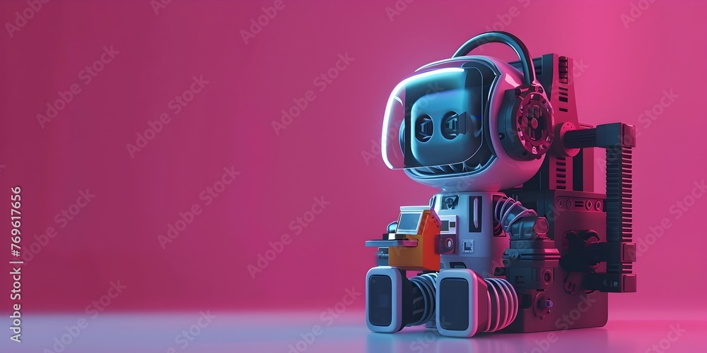 Poster futuristic printer character crafting innovative digital dimensions and exploring the realms of the 