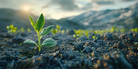 Genetically Enhanced Seedling Sprouting Resilience in Agricultural Landscape - obrazy, fototapety, plakaty